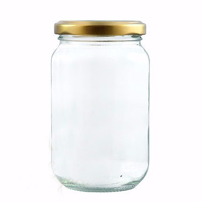 1LB Glass Honey Jar 370 ml með hettur Gold