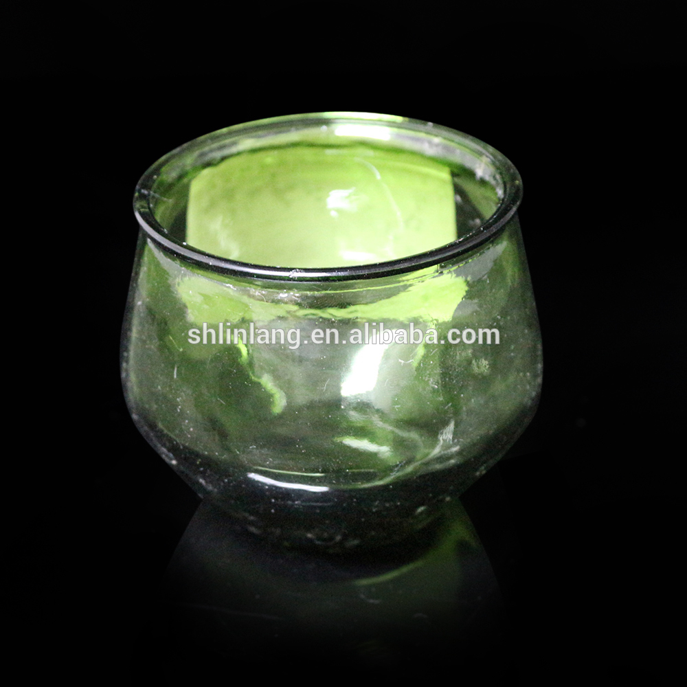 new products large green glass candle holder for home use