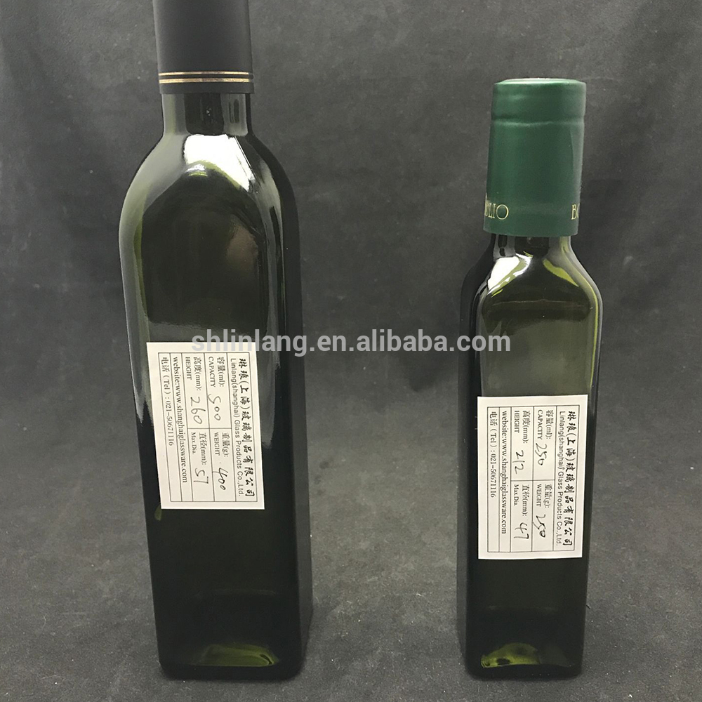 500ML Square Glass Olive Oil Bottle With Dark Green color