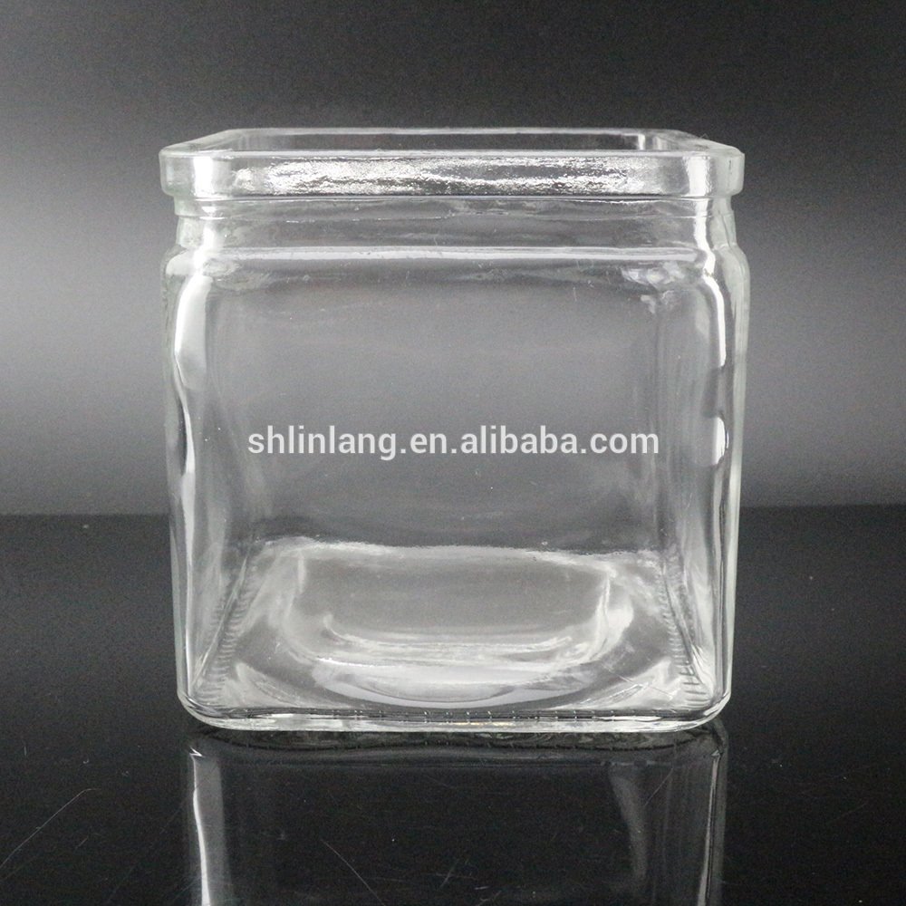 Cheapest Factory Amber Oral Liquid Bottle - square cube transparent hot sale glass candle holder Glass vase – Linlang