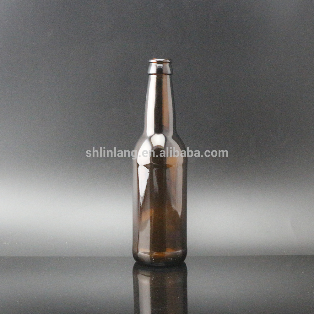Shanghai Linlang wholesale crown seal empty 330ml beer glass bottle