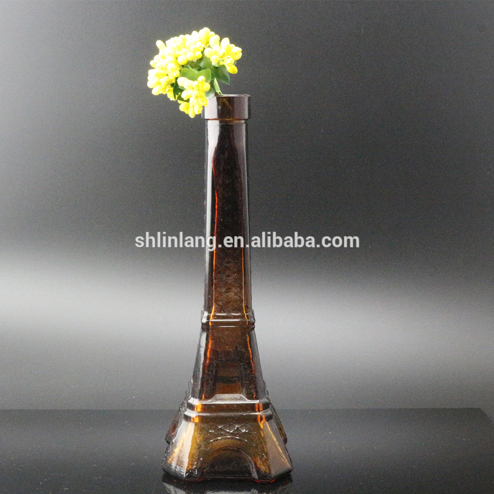 Wholesale Clear Brown Color glass Eiffel Tower Bottle For Decoration