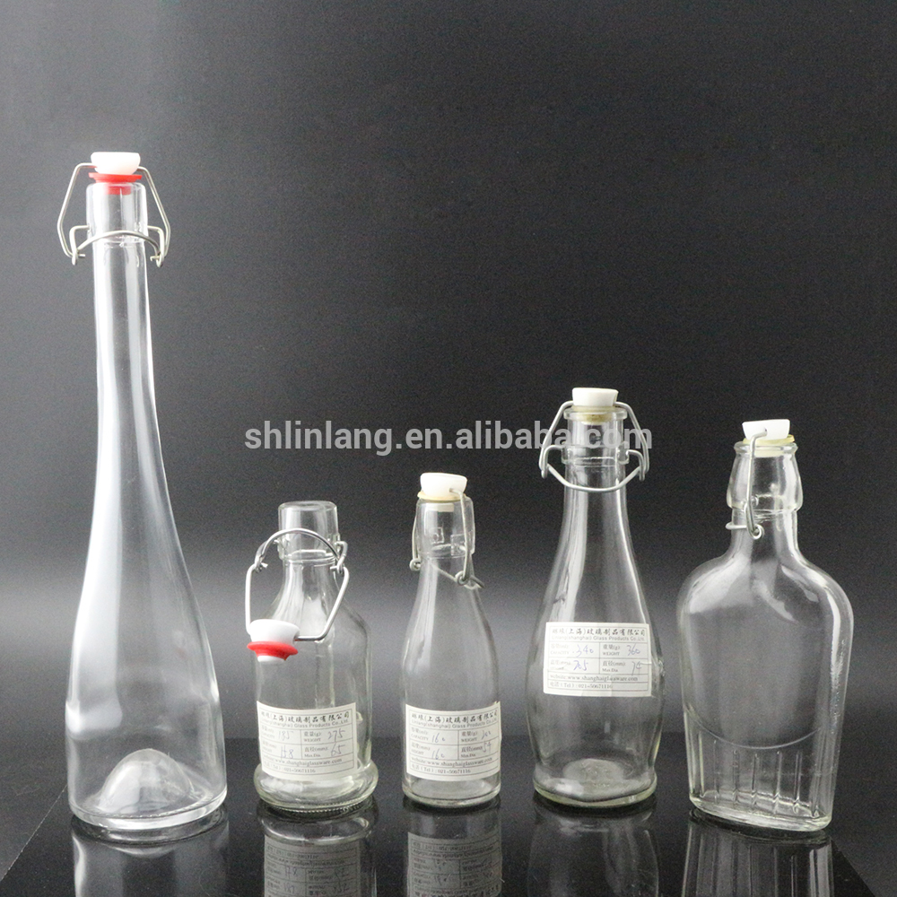 Shanghai Linlang wholesale clip lid Glass Bottle with swing top