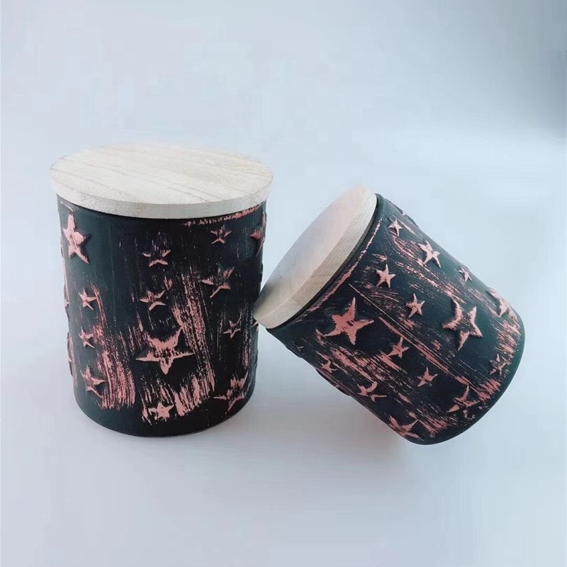 Linlang Shanghai Nuevo producto único Vela tarros de la vela rústica Titular de tarros de la vela de la vendimia con tapa de madera