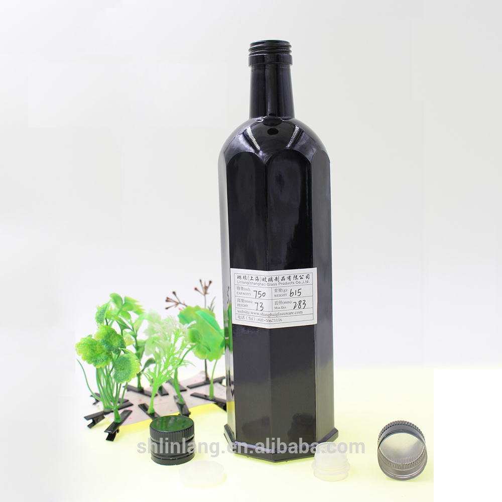 Factory Cheap Mini Alcohol Bottles - Shanghai linlang High-end Hexagon black olive oil bottle – Linlang