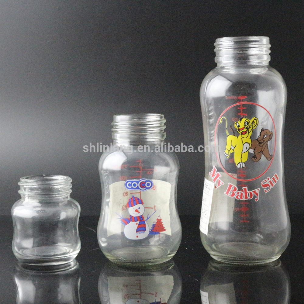 Shanghai Linlang Cheap Arc body Glass Baby Feeding Bottles with Handle