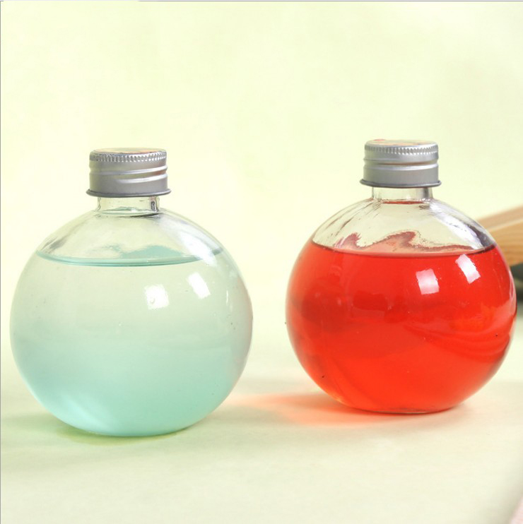 Bouteilles d'eau transparentes de jus de boisson de lait d'ampoule de forme ronde 250ml