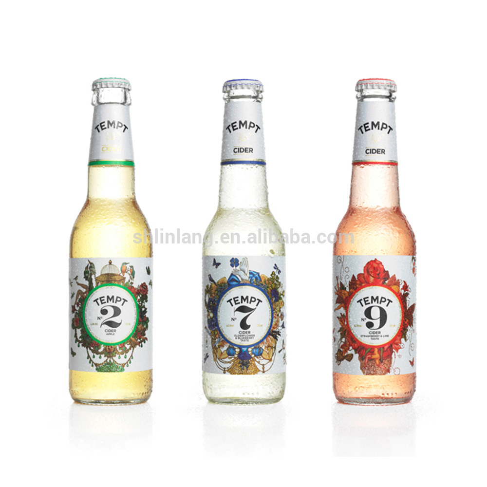 330ml alcoholic drink bottle with sticker and crown cap