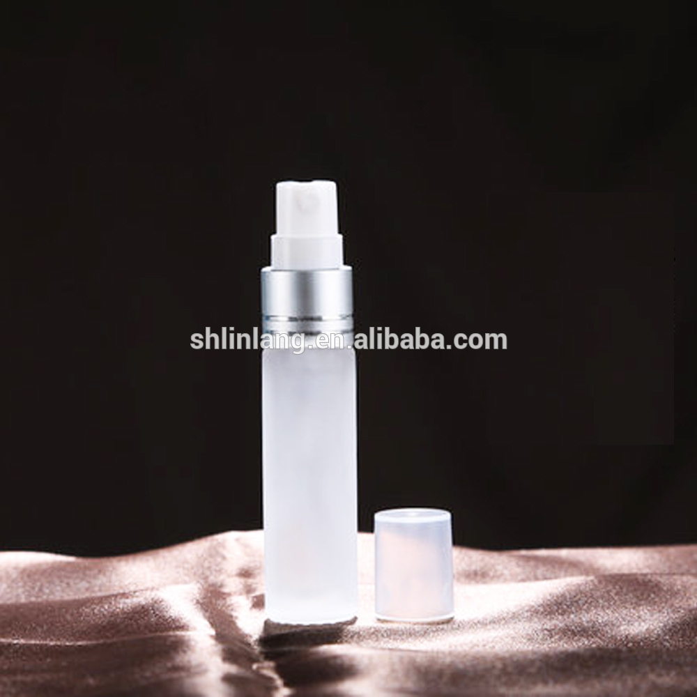 shanghai linlang 120ml glass cosmetic bottle 4oz cream bottle with pump 100 ml frosted glass bottle cosmetic oil 100ml