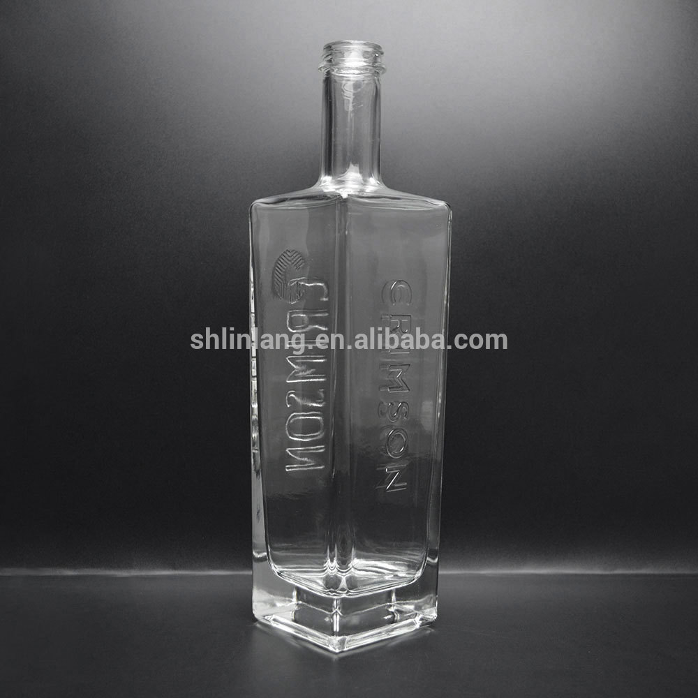 Shanghai linlang Wholesale 750ml Square Glass Liquor Spirit Bottles For Vodka