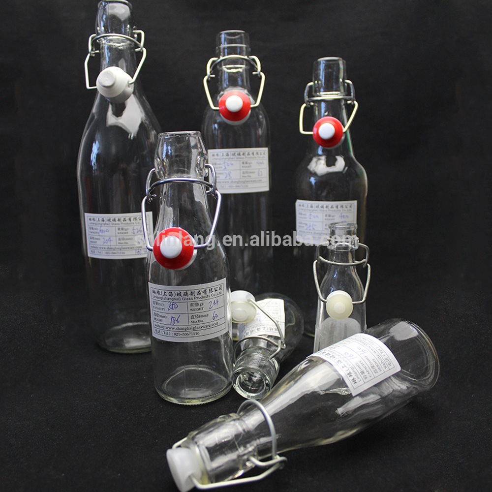 Shanghai Linlang wholesale high quality clear and colorful flip top wine beer syrup water juice glass bottle