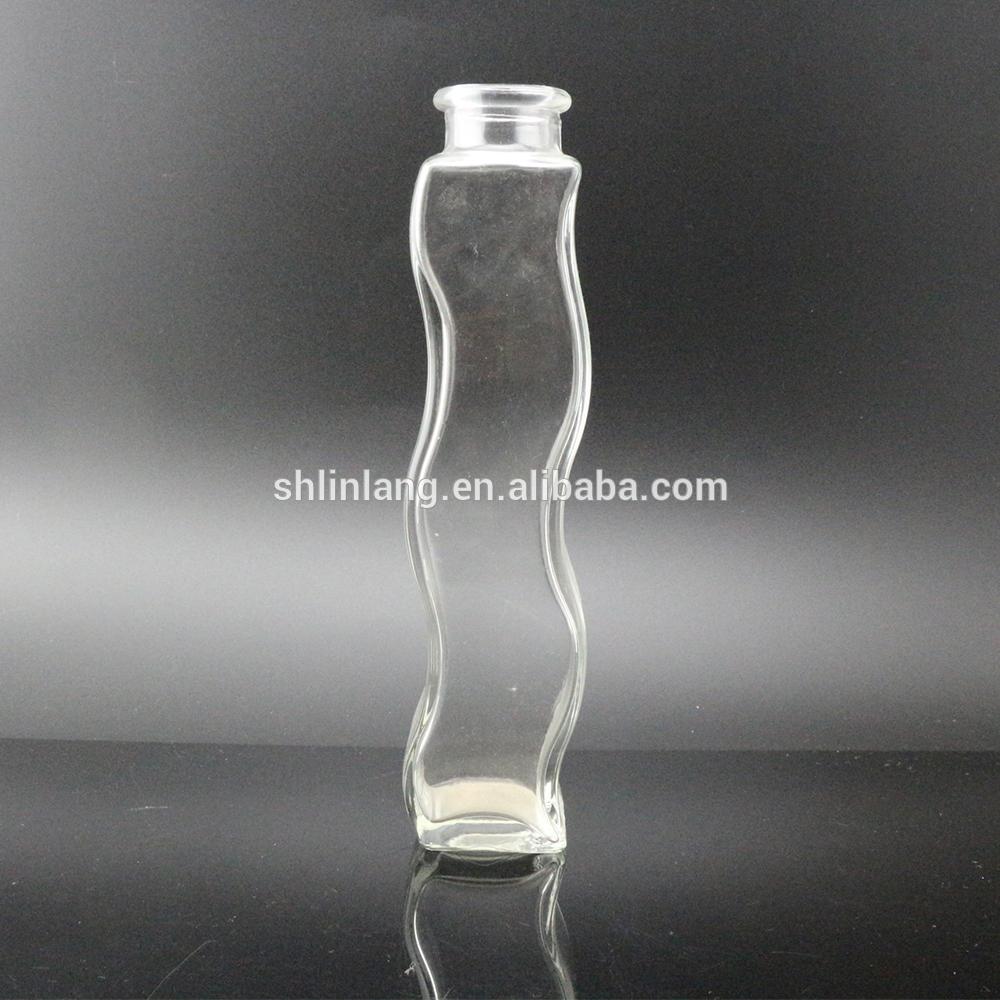 Factory wholesale Glass Drinking Bottle - water wave shape glass vase for decoration – Linlang