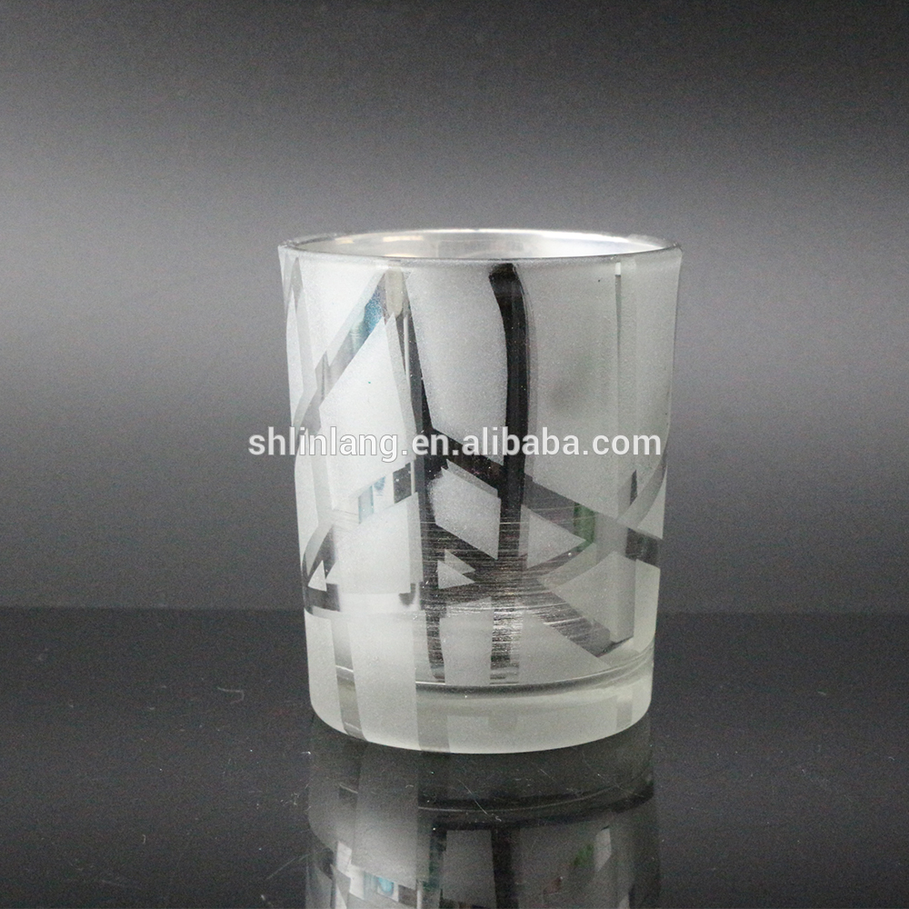 Frosted Glass Candle Holder With Fashion Pattern