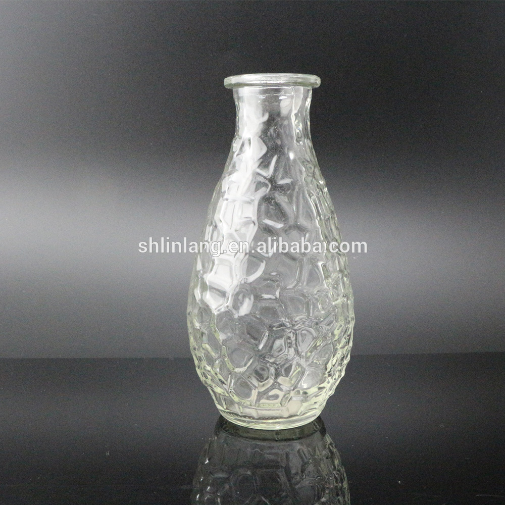Goedkoop lank duidelik glas vase groothandel kristal vase vir 'n huwelik tafel versiering
