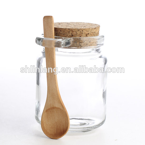 OEM Customized Square Glass Honey Jars - NEW Reusable Clear Glass 8oz Jar with Wooden Spoon 240ml – Linlang