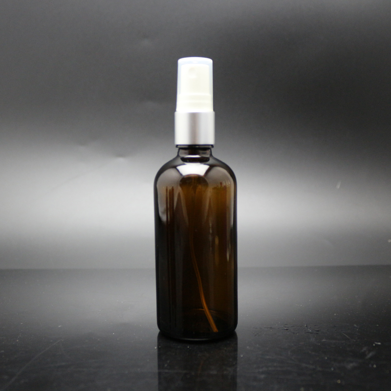 100ml Empty Fine Mist Sprayer Botol Semprot Kaca Amber dengan Semprotan ATOMISER Perak Putih
