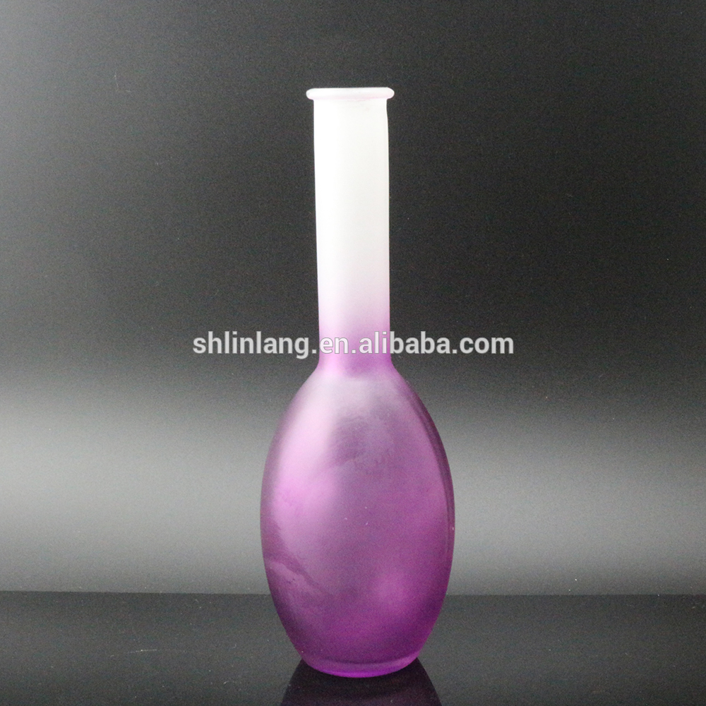 Pink round frosted glass vase for decoration