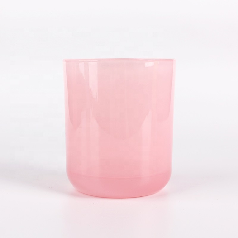 Linlang Shanghai Wholesale Round Base Colored Glass Candle Jars Pink Glass Candle Jars