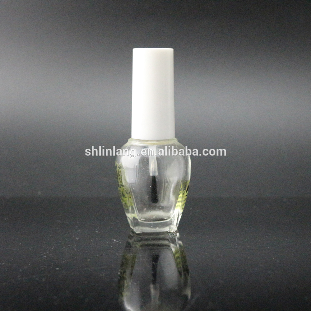 shanghai linlang High Quality White Cap Nail Polish Bottle with Brush and Cap