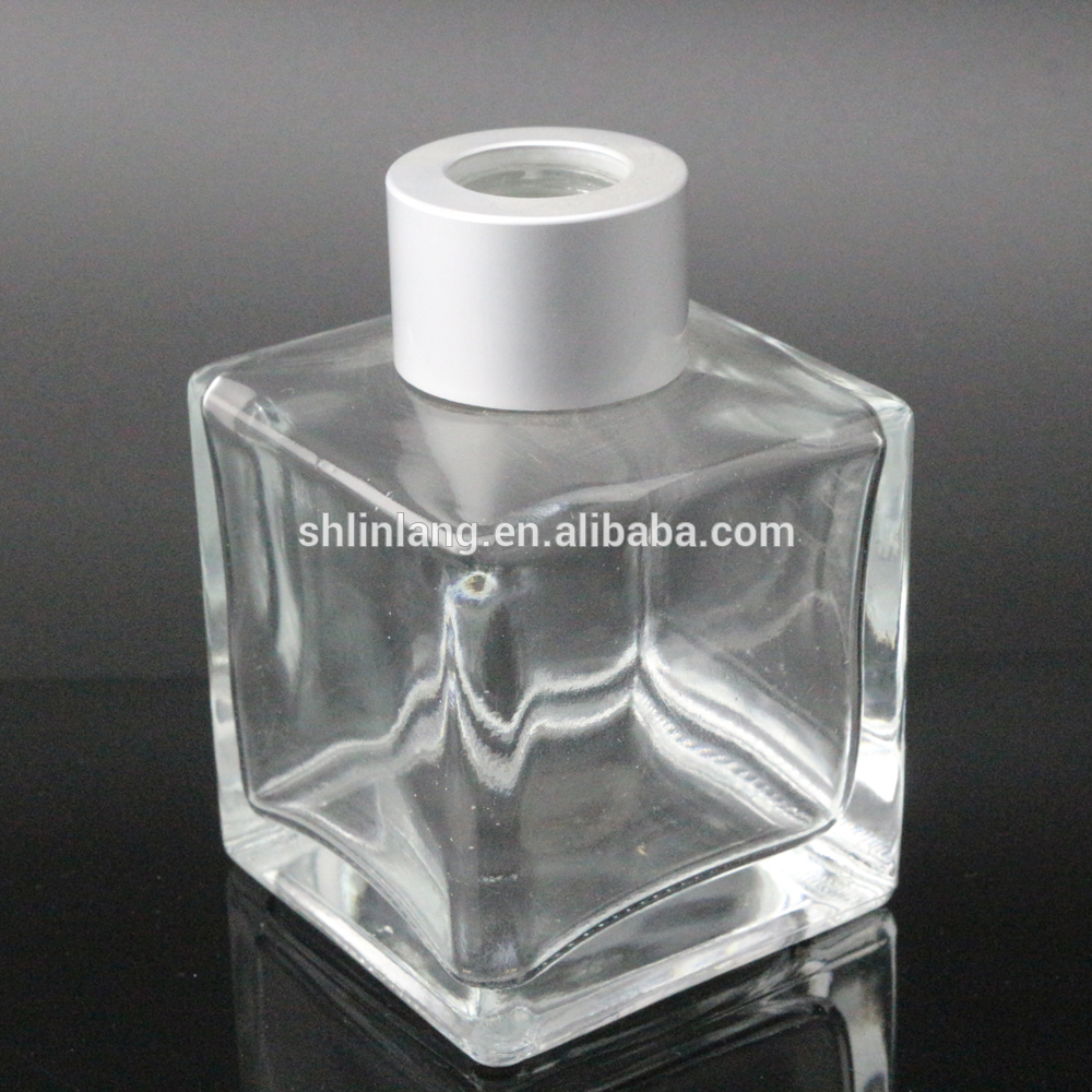 shanghai linlang cube shape glass reed aroma diffuser bottles with lid wholesale for home decor