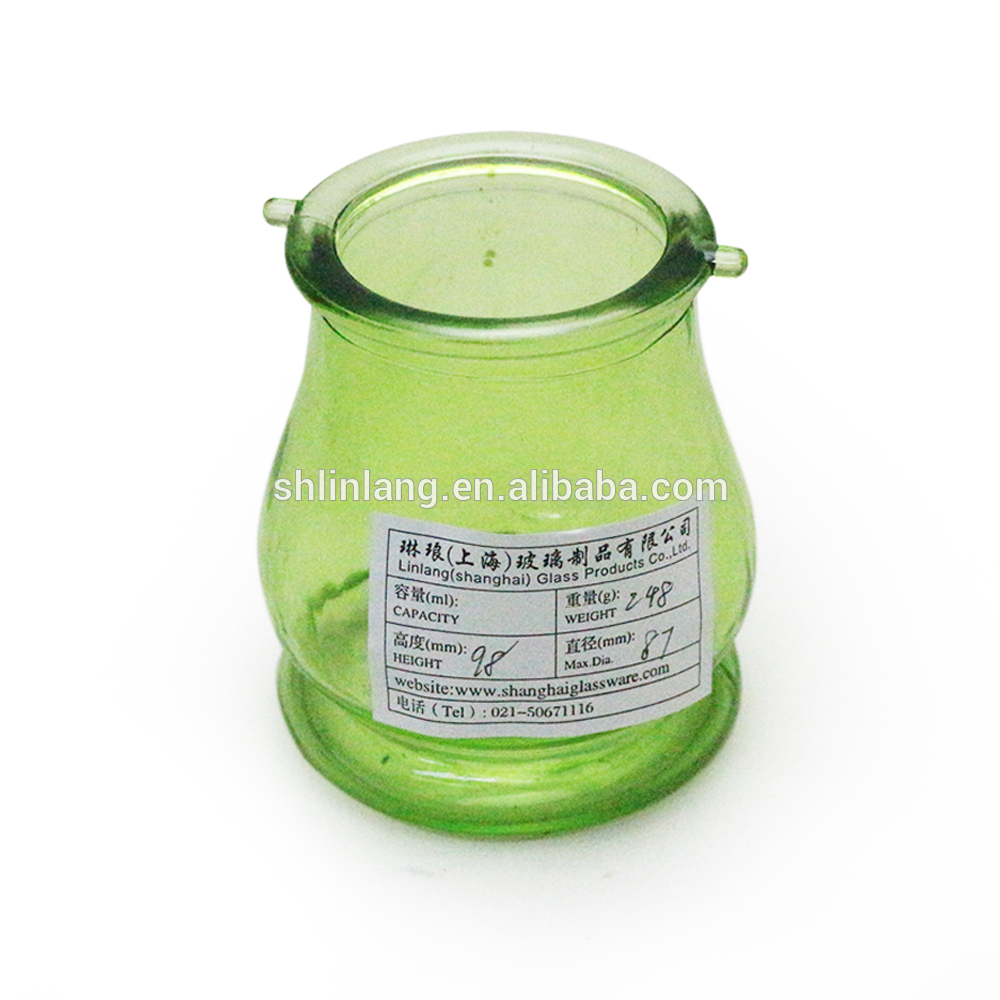 Hot New Products 300ml Plastic Juice Pudding Bottle - glass colored green color candle holder with handle – Linlang