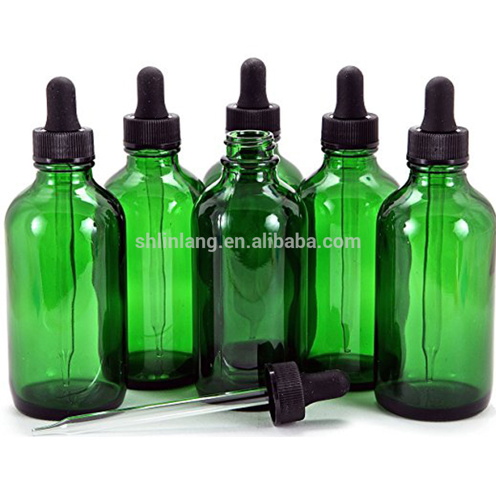 China wholesale Recycled Candle Jars - Green Glass Eye Dropper Bottles Aromatherapy Essential Oils 50 ml Empty Bottles Wholesale – Linlang