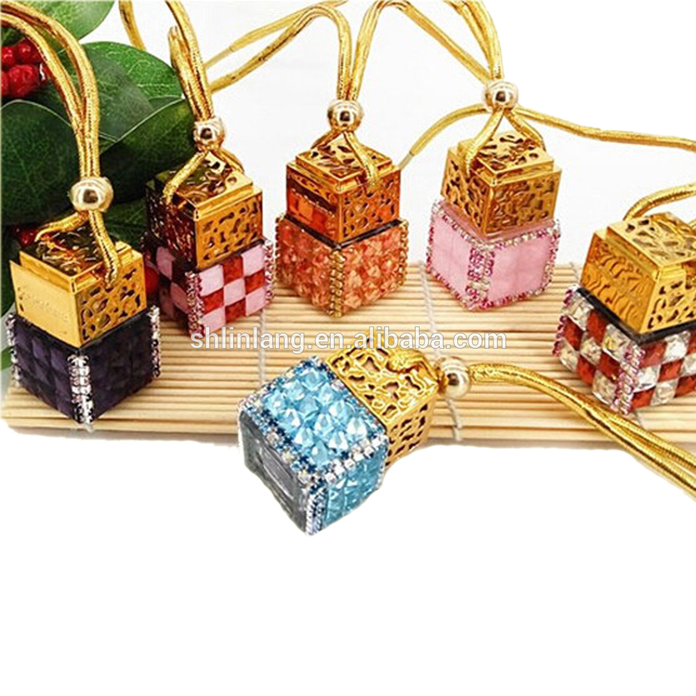 shanghai linlang office home car air freshener colorful hanging string glass car perfume bottle