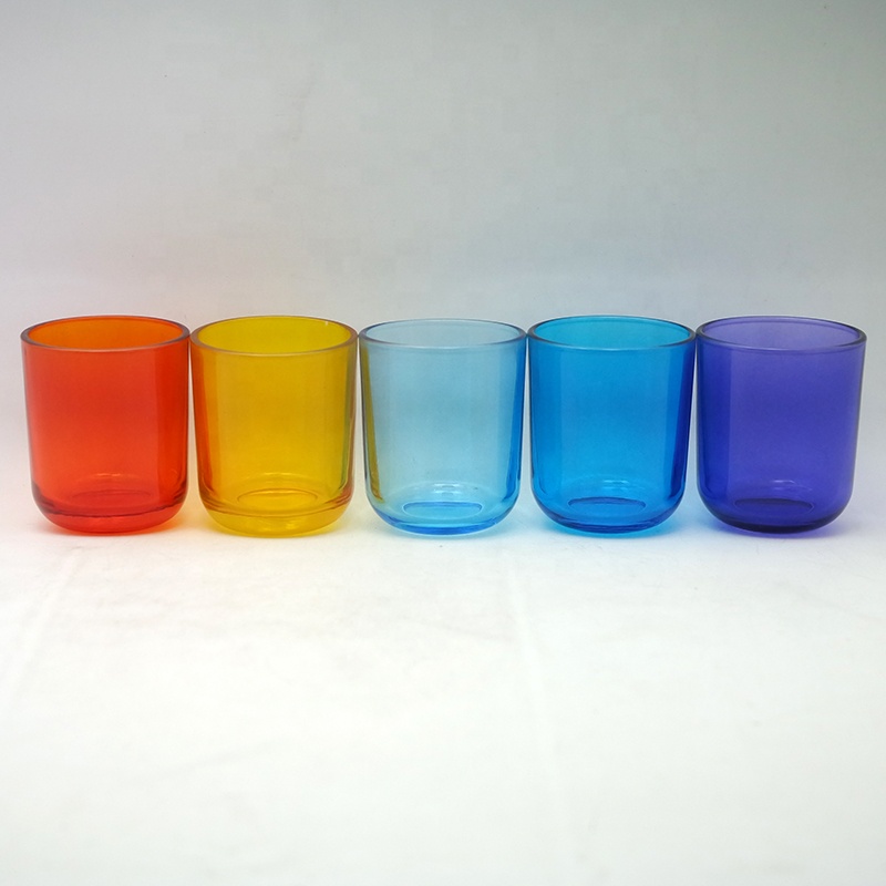 Linlang Shanghai Hot Sale 10oz Round Base Candle Holder Colored Glass Jars For Candle Making