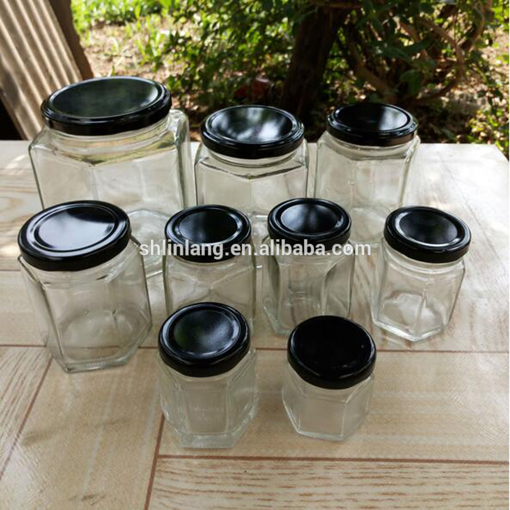 Wholesale manufacturer glass bottle with screw cap quadrangular glass food jam jar square glass jar