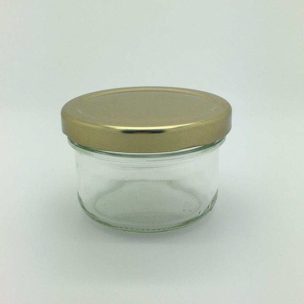 PriceList for Frosted Glass Votive Candle Holders - Verrine wide mouth jars mason 4oz honey glass jar with screw metal lid – Linlang