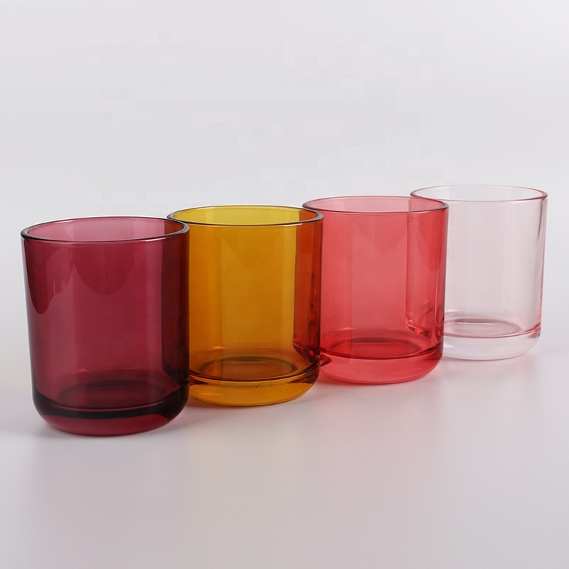 Linlang Shanghai Wholesale Round Base 8oz Empty Coloured Glass Candle Jars  For Candle Making