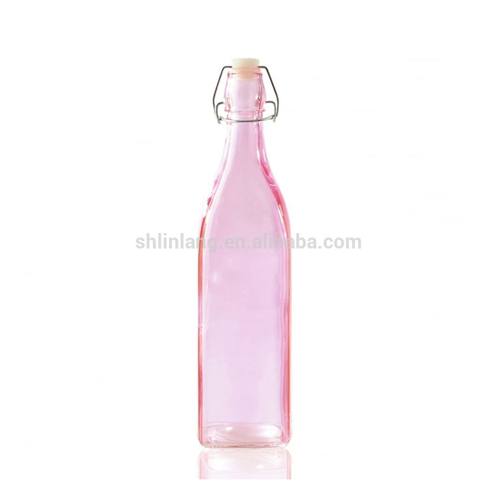 Factory wholesale Cracked Glass Candle Holder - Shanghai Linlang wholesale pink colored glass swing top bottles – Linlang