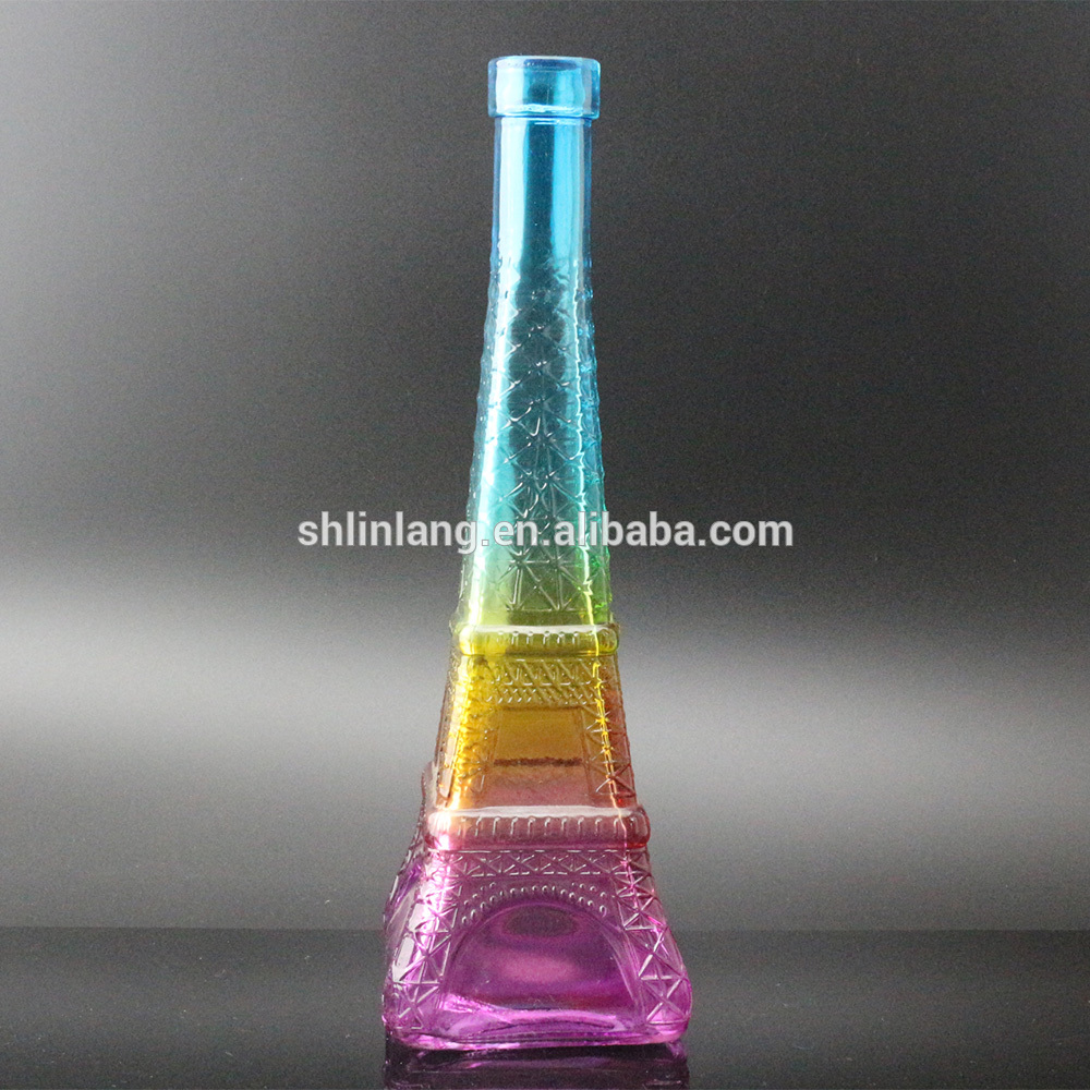 Χονδρικό πολύχρωμο γυάλινο μπουκάλι του Πύργου του Άιφελ για διακόσμηση