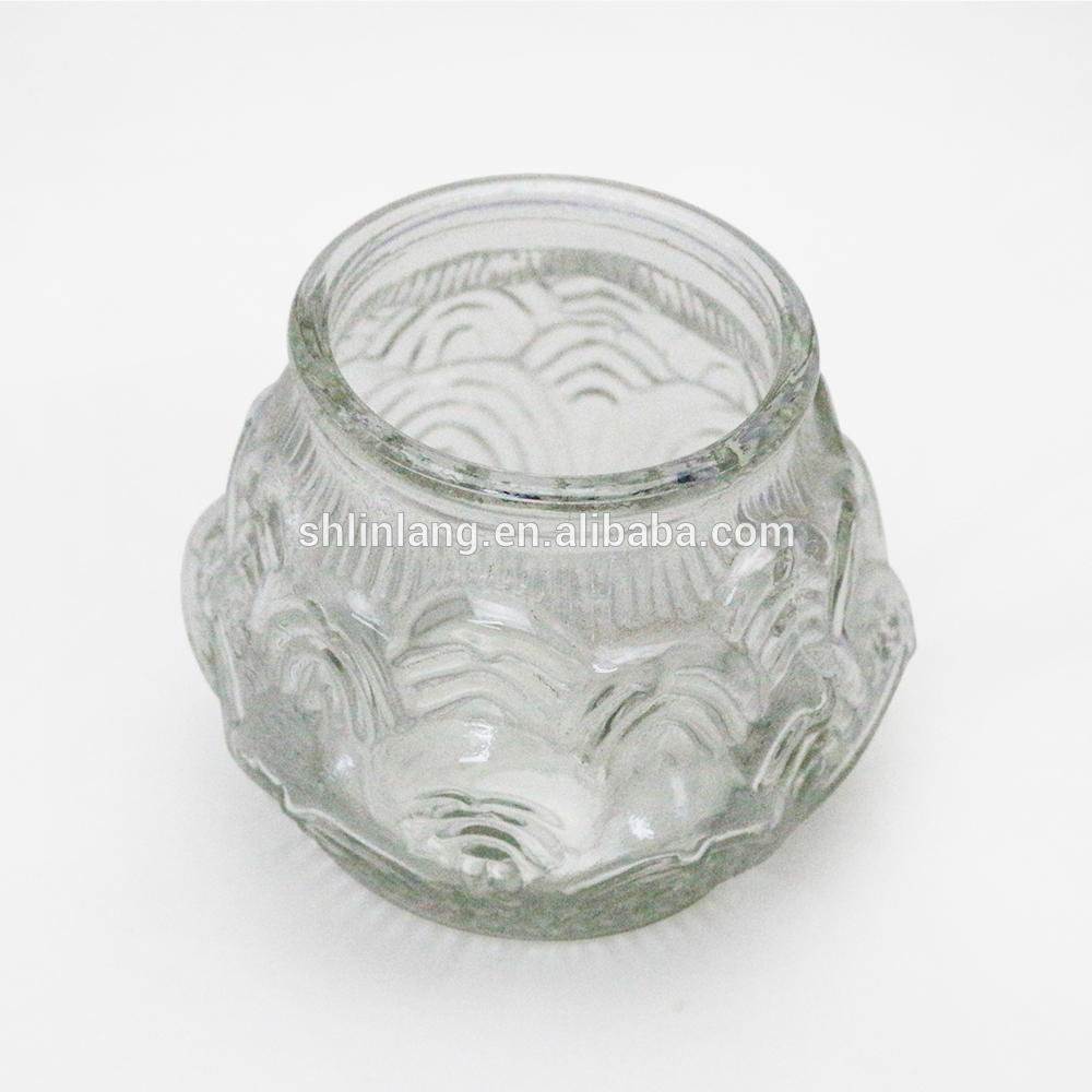 Wholesale Frosted 30 Ml Serum Glass Bottle - High quality lotus glass candle holders with unique embossment – Linlang