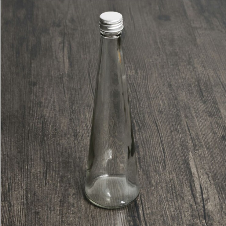 Bouteille de boisson en verre vide scellée par bouchon à vis de 300 ml bouteille conique pour jus