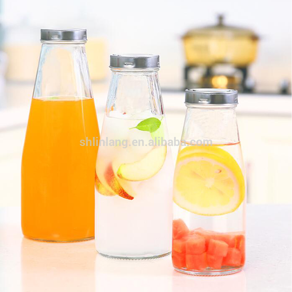 Linlang 350ML de la venta caliente botella de bebida transparente botella de vidrio para bebidas