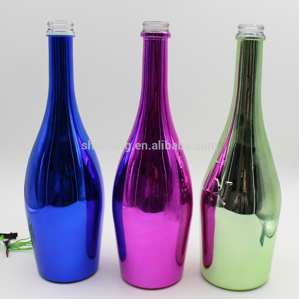 Cheapest Price Glass Flask Whiskey Bottle - Shanghai linlang electroplate gold blue colorful champagne dummy bottle – Linlang