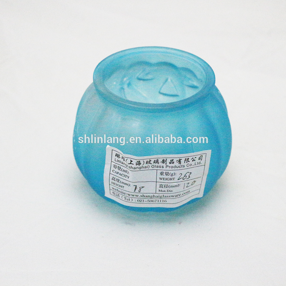 OEM Factory for Drinking Water Bottle - blue color pumpkin shape glass Candle Holder candle jar – Linlang