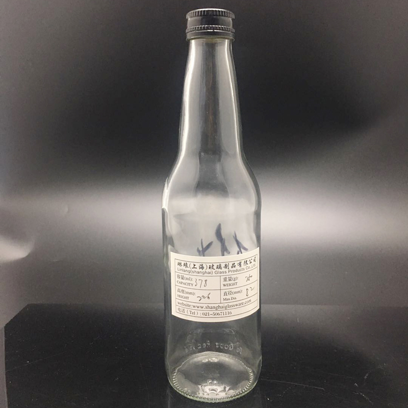 Usine directe 378 ml utilitaire bouteilles de boisson en verre transparent avec couvercle à vis en gros