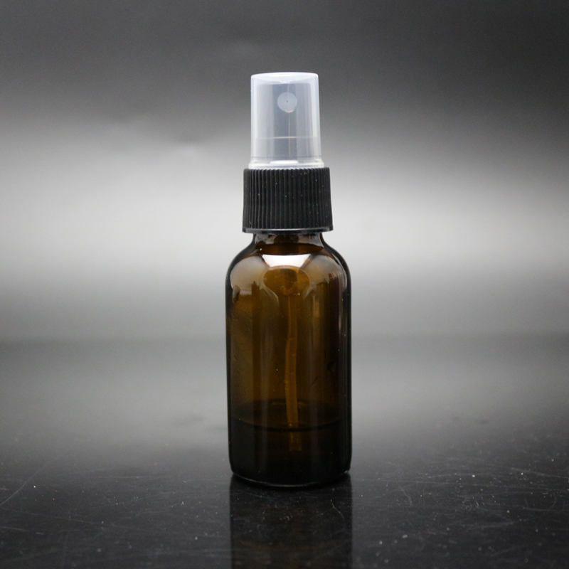 Refillable Amber Glass Sprayer Bottles 100ml (3.5oz) with Black fine mist sprayers