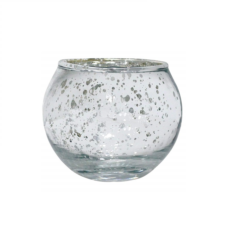 Wholesale Linlang 2" H Speckled Silver Round Mercury Glass Votive Candle Holders