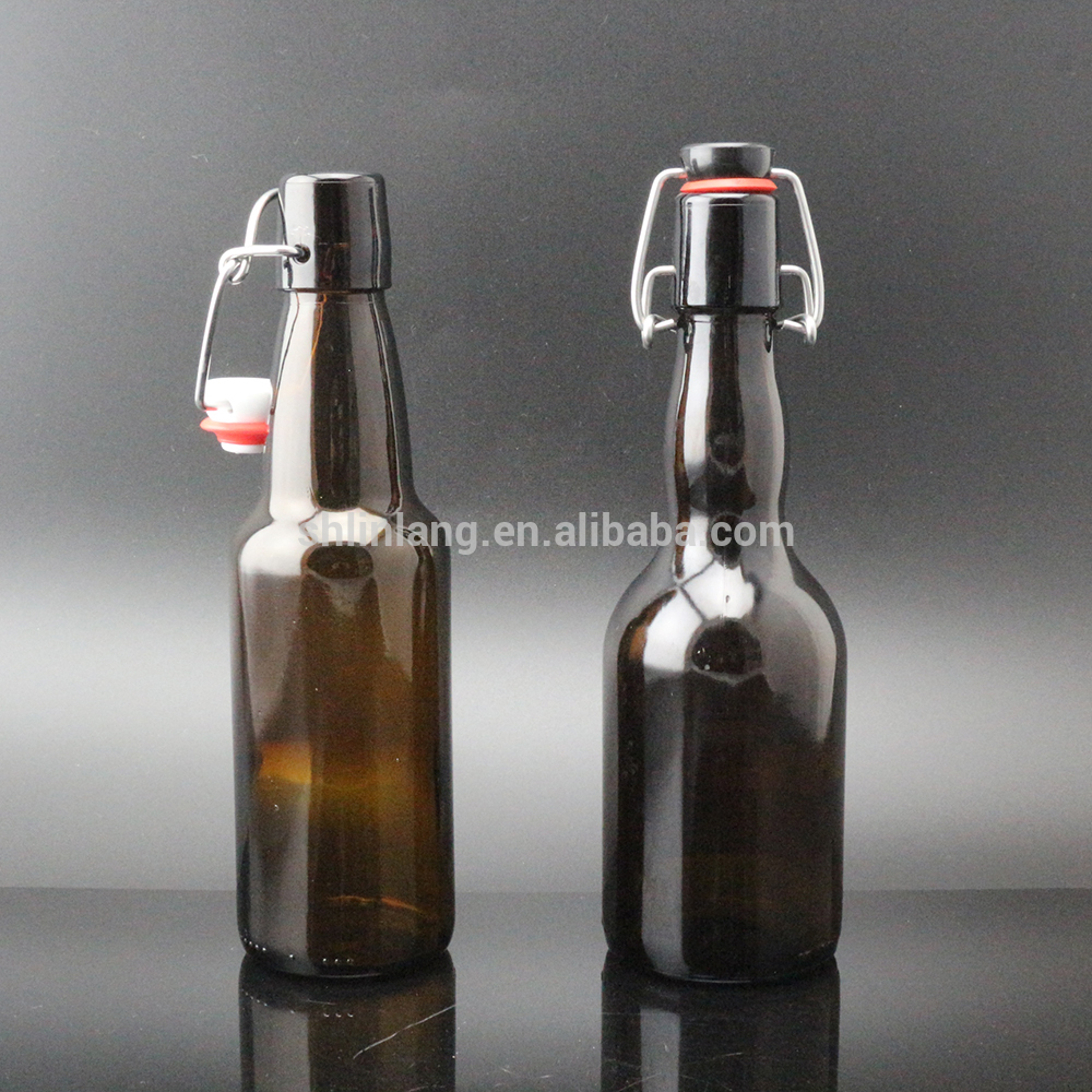 Shanghai Linlang wholesale 330ml Brown Home Brew Glass Beer Bottle with Swing Flip Top