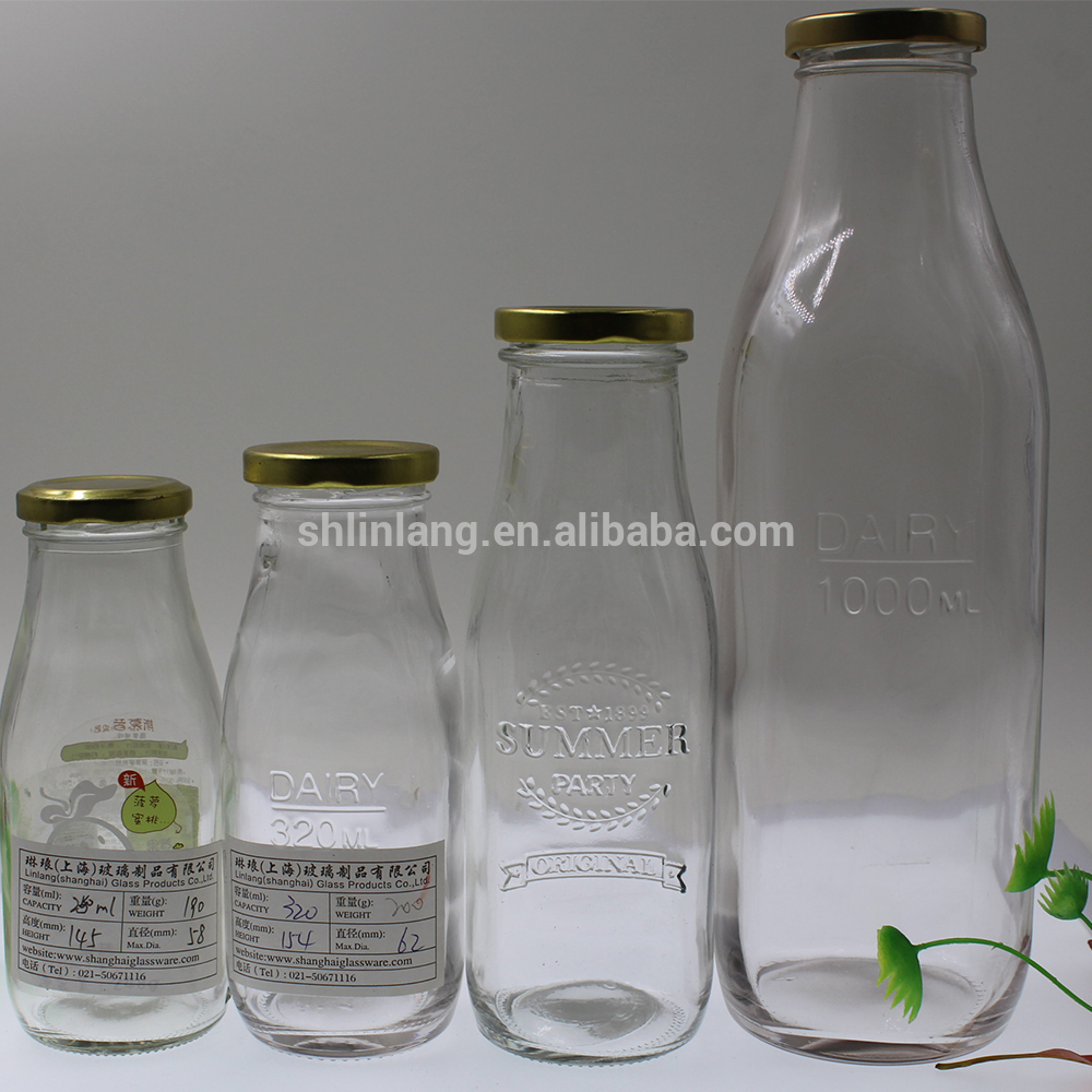glass drinking bottles/ milk bottles/ liquid storage bottles with food grade clip lids