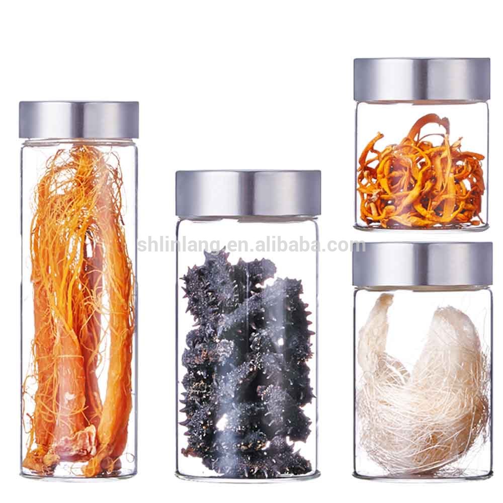 glass bottle for healthy food storage with metal screw cap