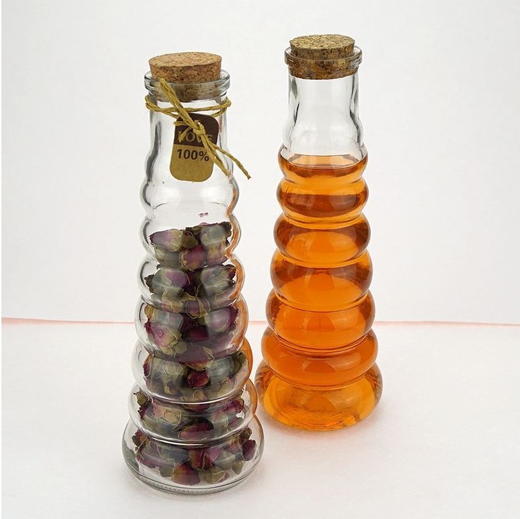 linlang Jaunums 350ml Creative koniskās pudele skaidrs plāns sula ziedu Konteineru Stikla pudeles ar korķa aizbāzni