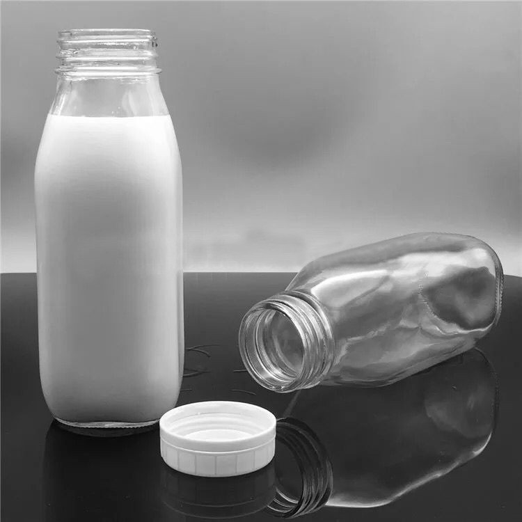 300ml French Square Milk Juice Glass Bottle For Beverage Use With Cap