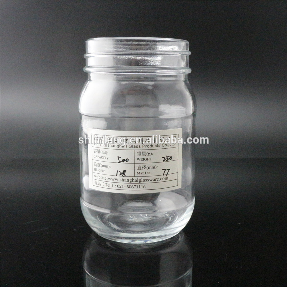 Linlang factory hot sale glass products glass jar with metal lid 500ml
