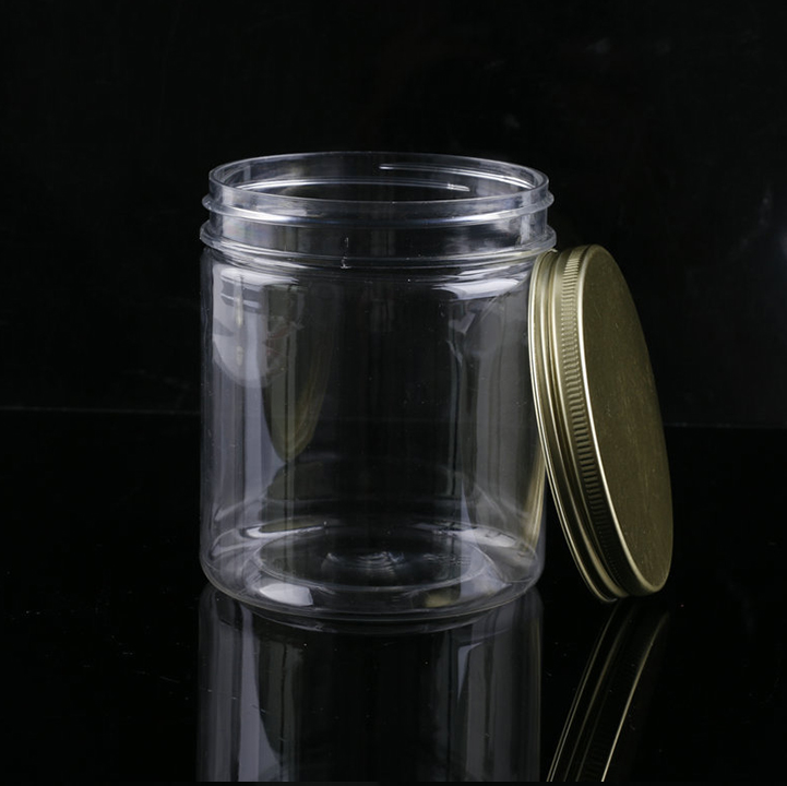 6 oz Clear Straight obojstranný Glass Jar s Black plastovým viečkom