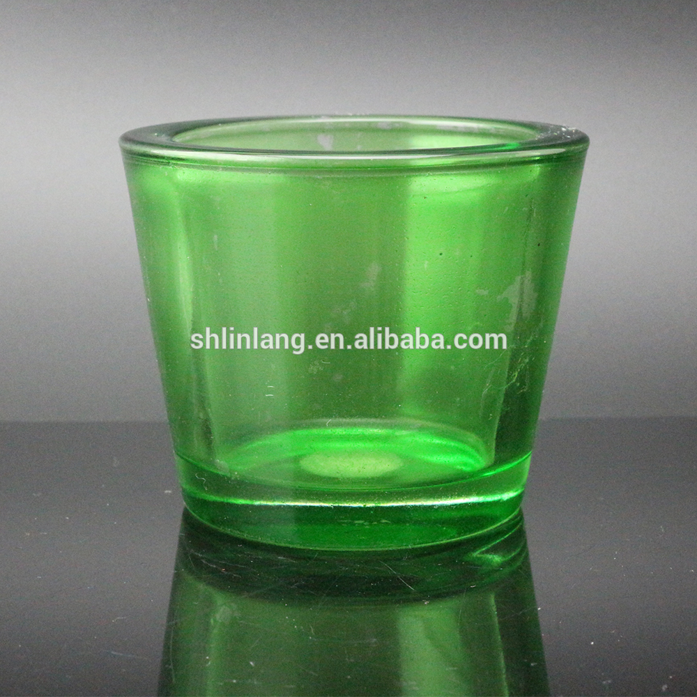 Clear green color glass candle holder