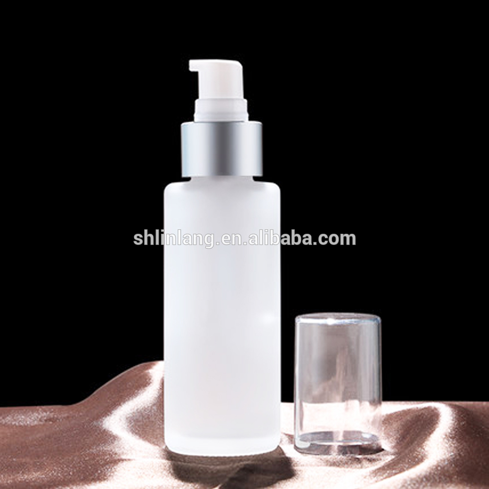 shanghai linlang 100 ml botol kaca buram dengan tutup kosmetik krim botol kaca dan guci perawatan kulit botol kemasan kosmetik